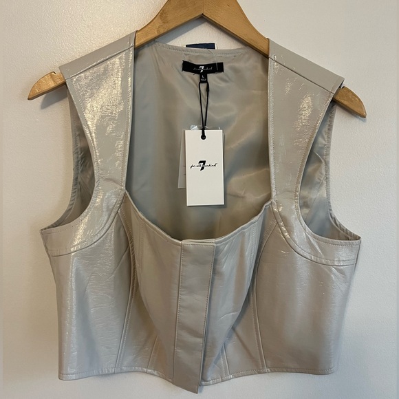 7 For All Mankind vegan leather cropped corset top - Picture 2 of 14